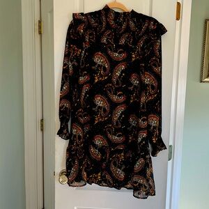 THML smocked neck paisley dress xs